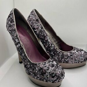 Madden Girl Trebel Glittering Purple and Silver Heels